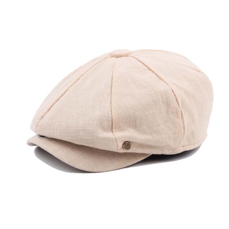 Gorro estilo británico para hombre, gorra de algodón Ascot, caqui, Retro octogonal plana, para Otoño e Invierno: Beige