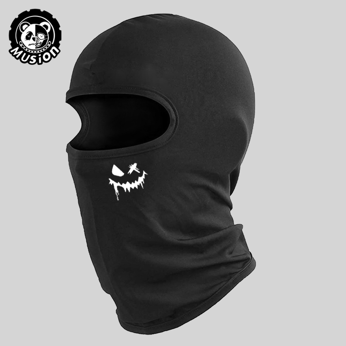 Musion motorcykel balaklava tryck solskydd helmask andningsbar mask balaklava cykel huvudskydd un: Svart