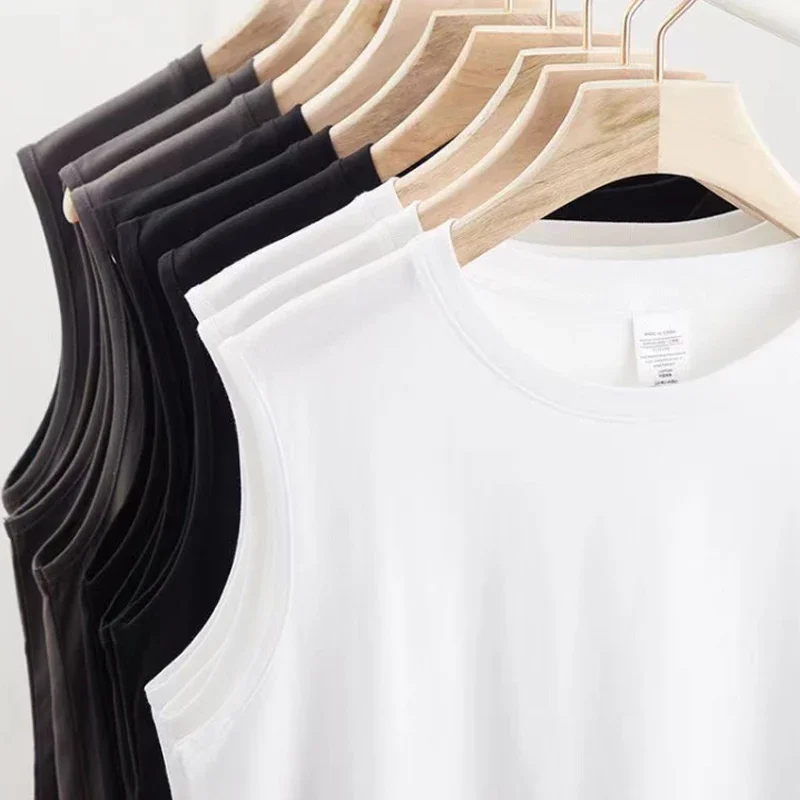 Canotte estive di base da uomo in cotone 100% nero bianco grigio