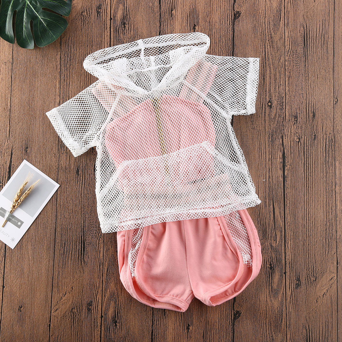 Pige sportstøj sommer børn baby piger mesh hættetrøjer strop camis shorts 3 stk outfits træningsdragt 1-5y