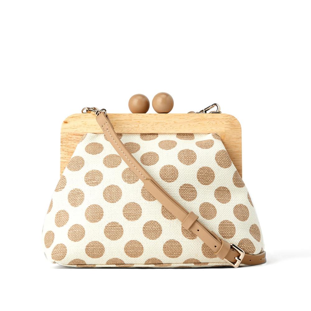 Punkt Holz Clip Taschen Für Frauen Leinwand frauen Schulter Tasche retro Kisslock Hülse Umhängetaschen Kupplung Geldbörsen: Ursprünglich Titel