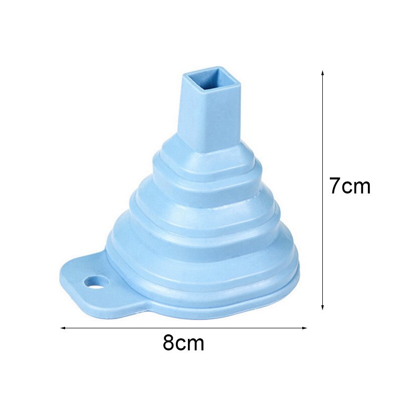 Food Grade Silicone Gel Folding Funnel Foldable Telescopic Long Neck Funnel Liquid Filling Kitchen Tools: blue