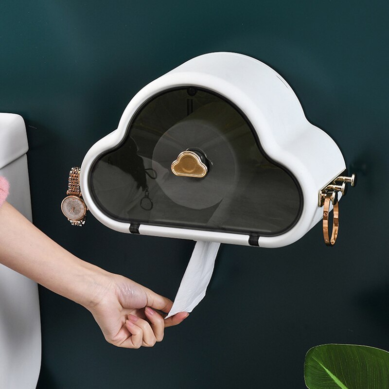 Bathroom Toilet Wall Mounted Tissue Box Paper Holder Toilet Dispenser Wall Mounted Roll Paper Storage Box Free Punching