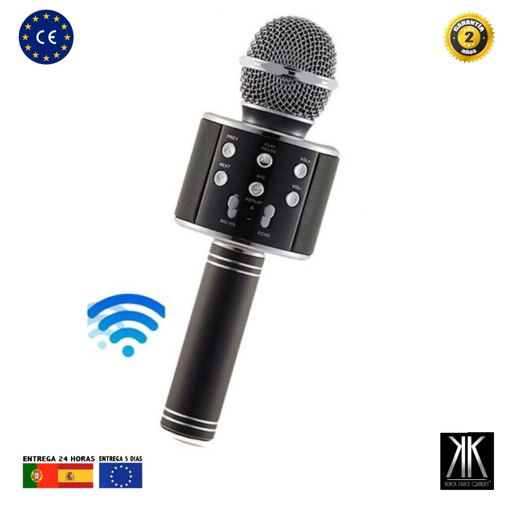 Karaoke Microfono Inalambrico Bluetooth con Altavoz para Cantar la Voz ot Cantantes Universal: Karaoke microphone speaker Black