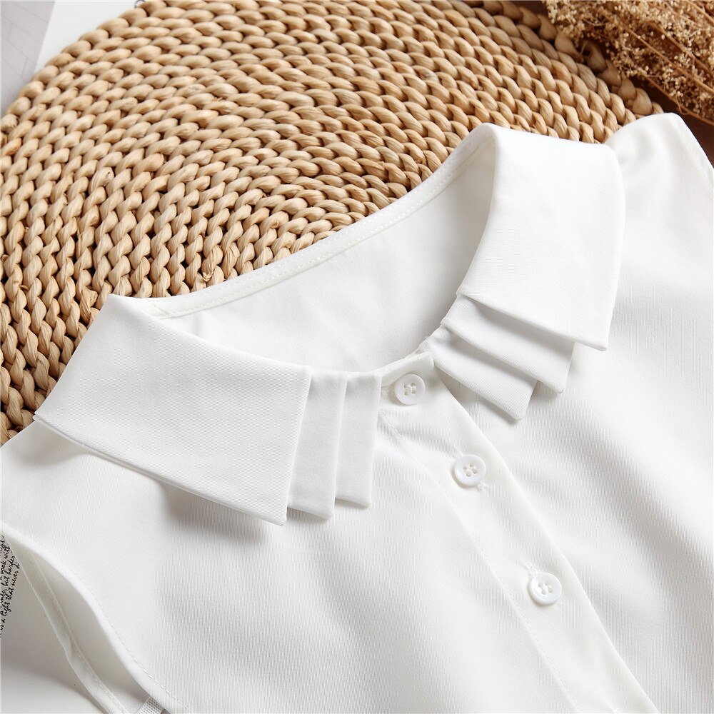 2022 Vrouwen Afneembare Revers Nep Kraag Ruches Kant Overhemd Valse Kraag Blouse Verwijderbare Valse Half Shirt Blouse Decoratie
