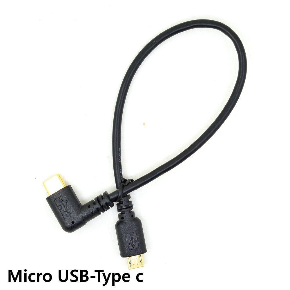 Micro Mini Usb Kabel 5Pin Male Naar Male Usb 3.1 Type C Elleboog Naar Mini Micro Usb 2.0 Otg Data adapter Converter Opladen Kabel 25Cm