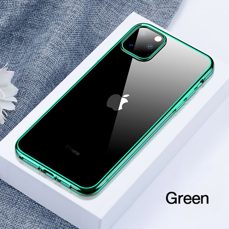 Cafele Luxe Plating Case Voor iPhone 11 Pro Max Soft TPU Transparant Telefoon Case Voor iPhone 11 pro max Ultra dunne Back Cover: For iPhone 11 / Groen / Simple Package