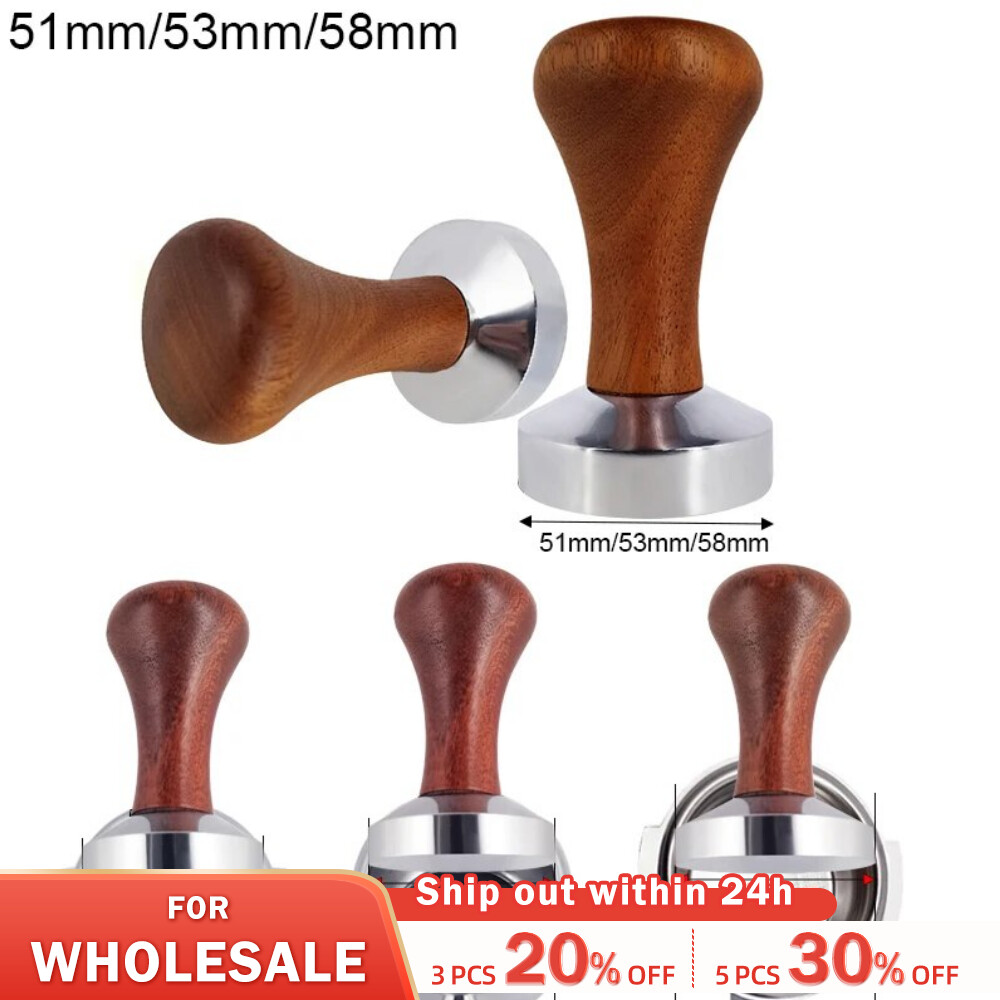 51mm 53mm 58mm espresso tamper koffie barista platte koffie tamper met houten handvat