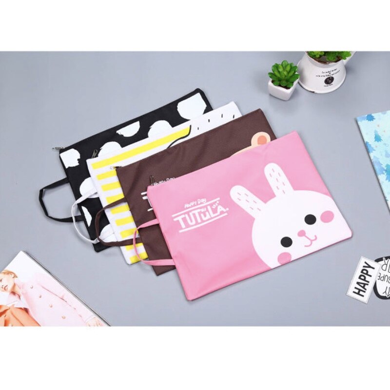 Oxford cloth A4 portable zipper file bag organize storage file organizer school office: Default Title