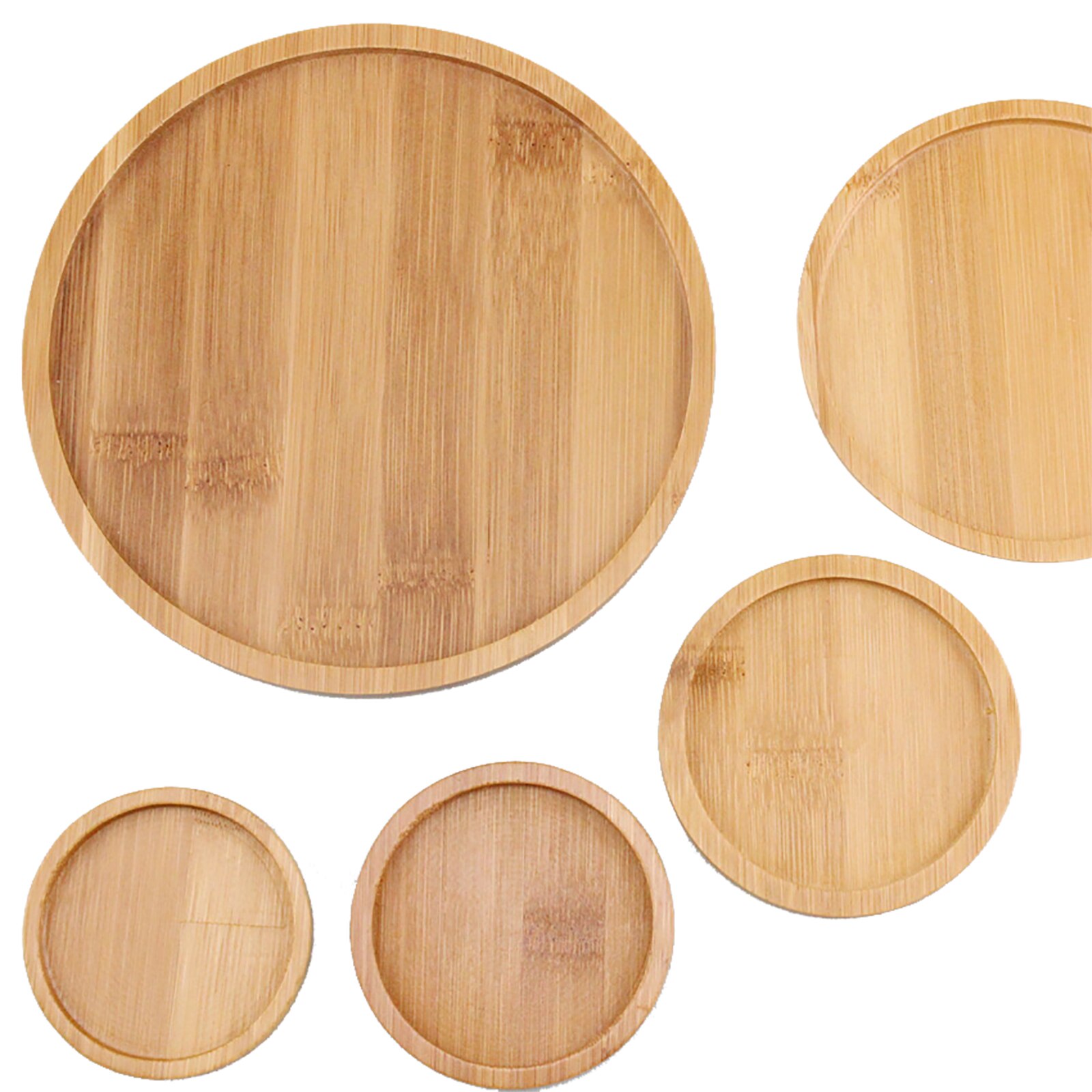 Tabletop Tea Set Flower Container Drip Water Container Flower Pots Tray Coasters Original Wood Color Round Plant Saucer