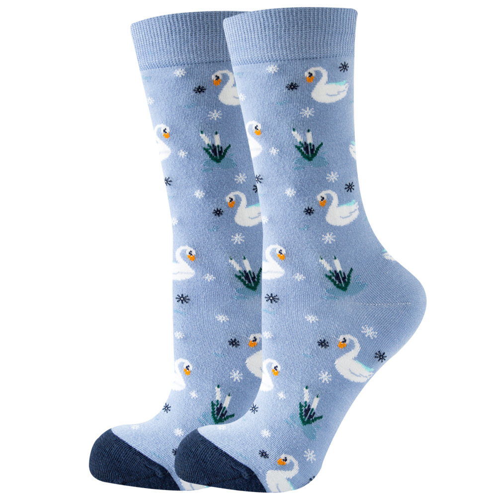 1 par de calcetines de flores para Mujer, fresa, sandía, fruta, Chaussette, Animal, estilo Harajuku, Calcitinas felices de algodón para Mujer