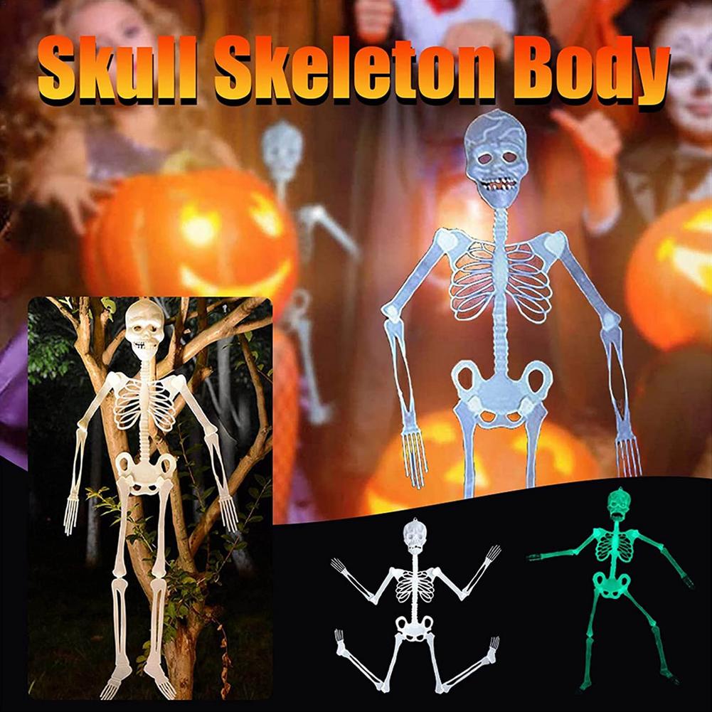 Halloween Lichtgevende Schedel Skelet Body Eng Speelgoed Spookhuis Lastig Prop Fluorescerende Spoof Speelgoed Grappig