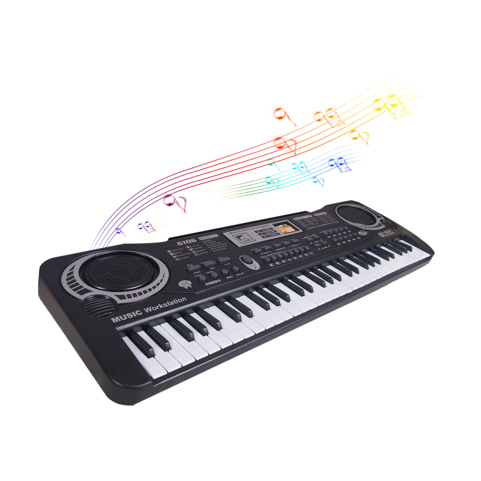 Schwarze elektronische Tastatur, 61 Tasten, schwarze digitale Musik, elektronische Tastatur, elektrisches Klavier, freundlicher-Musikinstrument