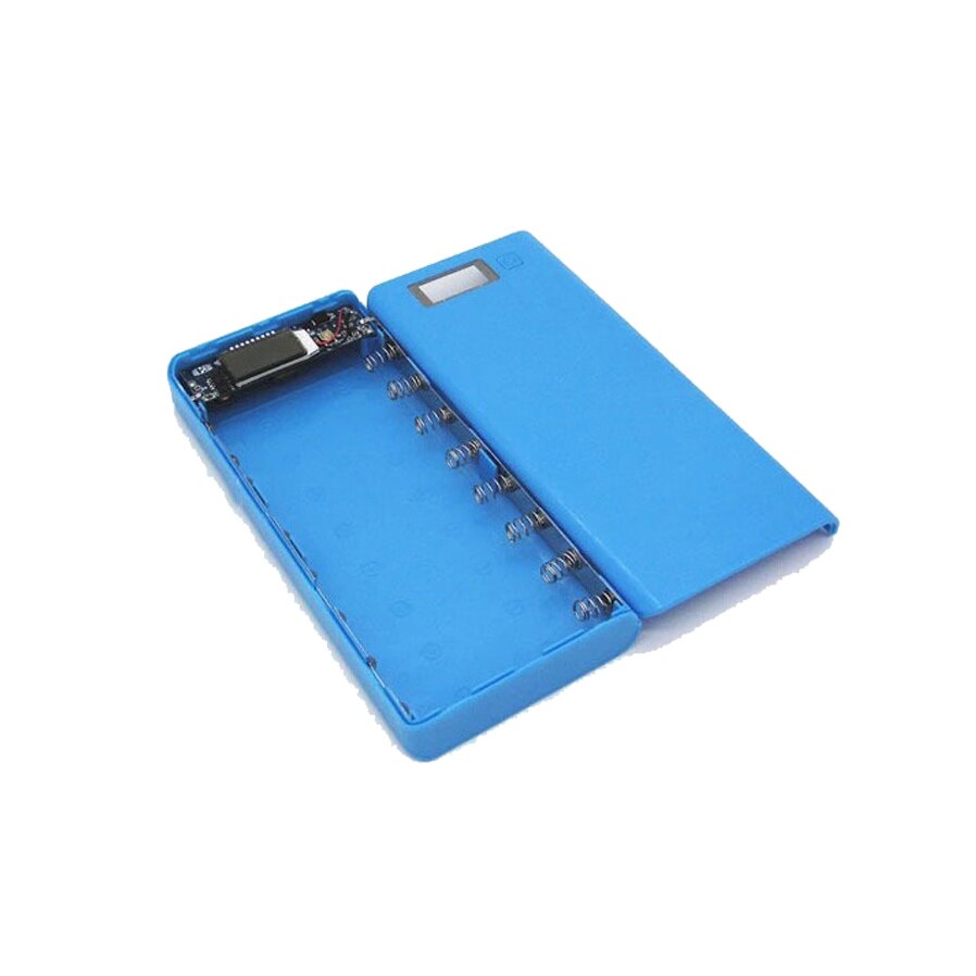 Portable External DIY 8x18650 Power Bank Case LED Display 4x18650 Battery Storage Box Without Battery For Iphone Android Phone: 8x18650 Blue