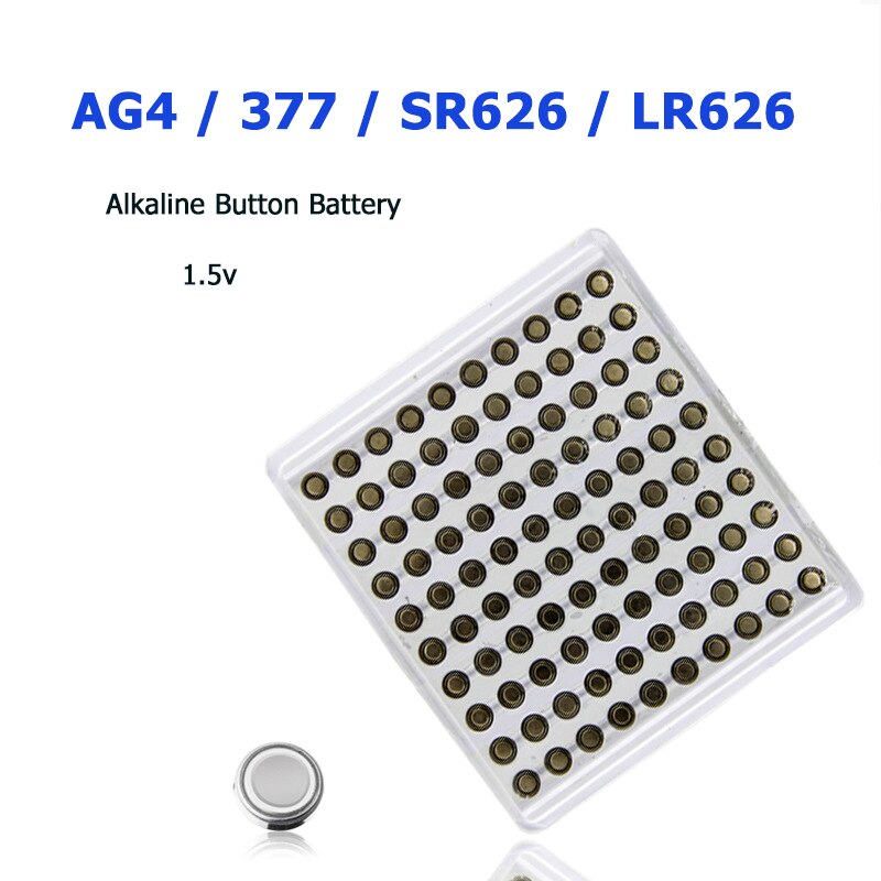 100 Stuks SR626SW Batterij AG4 377 LR626 1.55V Alkaline Knoopcel Batterijen Geschikt Voor Horloge Speelgoed