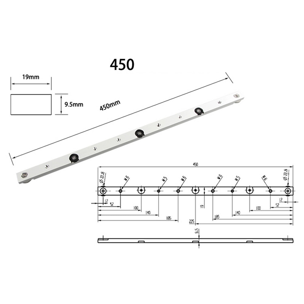 Aluminium Alloy T-tracks Slot Rail Miter And Miter Bar Slider Table Saw Miter Gauge Rod Woodworking DIY Tool 300/450/650/850MM
