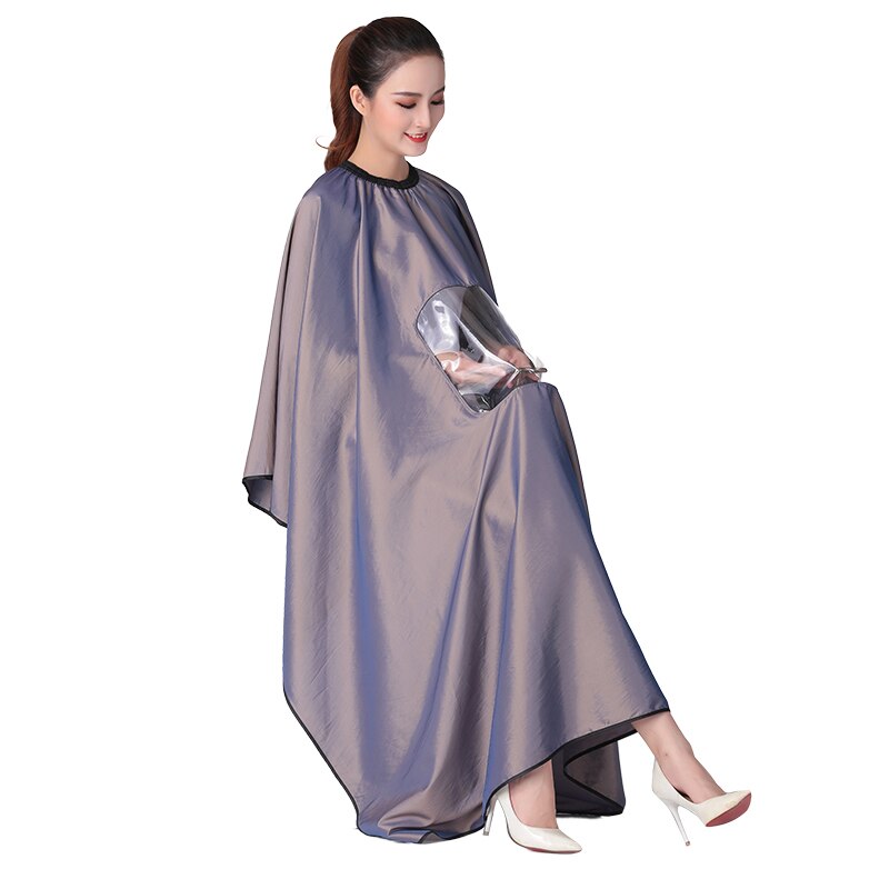 Salon Waterproof Haircut Cape With Visible Window Hair Dyeing Perming Styling Hairdresser Hairdressing Apron Cape: K081-Golden gray