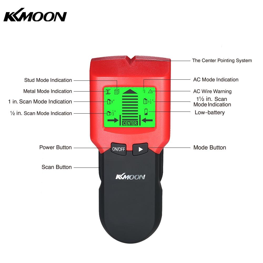 KKmoon Stud Finder Wall Detector Search Metal Digital Wood Studs Center Cable Live Wire Scanner Warning Detection with LCD