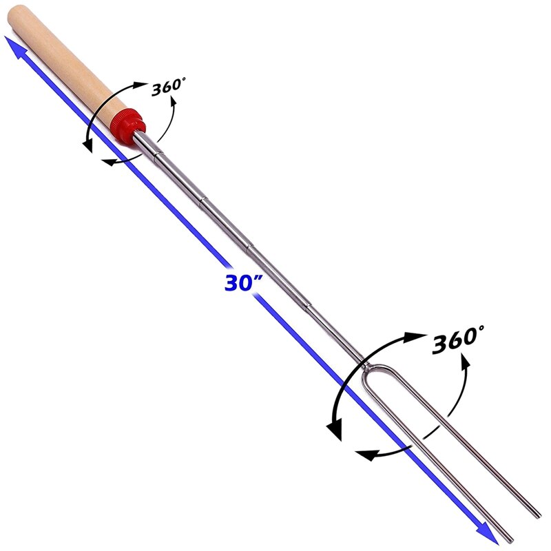 5Pack Marshmallow Roasting Sticks with Wooden Handle Extendable Forks Telescoping Skewers for Campfire Firepit and Sausage BBQ,
