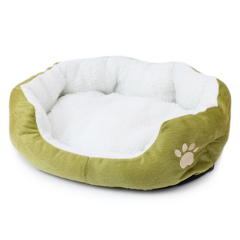 Hundsängar för små medelstora hundar varm fleece hundsäng rund husdjursstol kudde hundar katt vinter hund kennel valpmatta husdjurssäng: Ljusgrön / 50 x 40cm