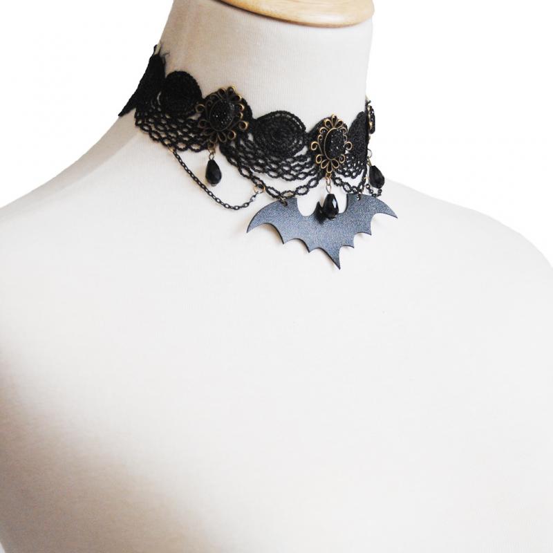 Collar Retro de encaje Simple para mujer, collar de encaje para mujer, collar de encaje para mujer, joyería de Halloween, ,