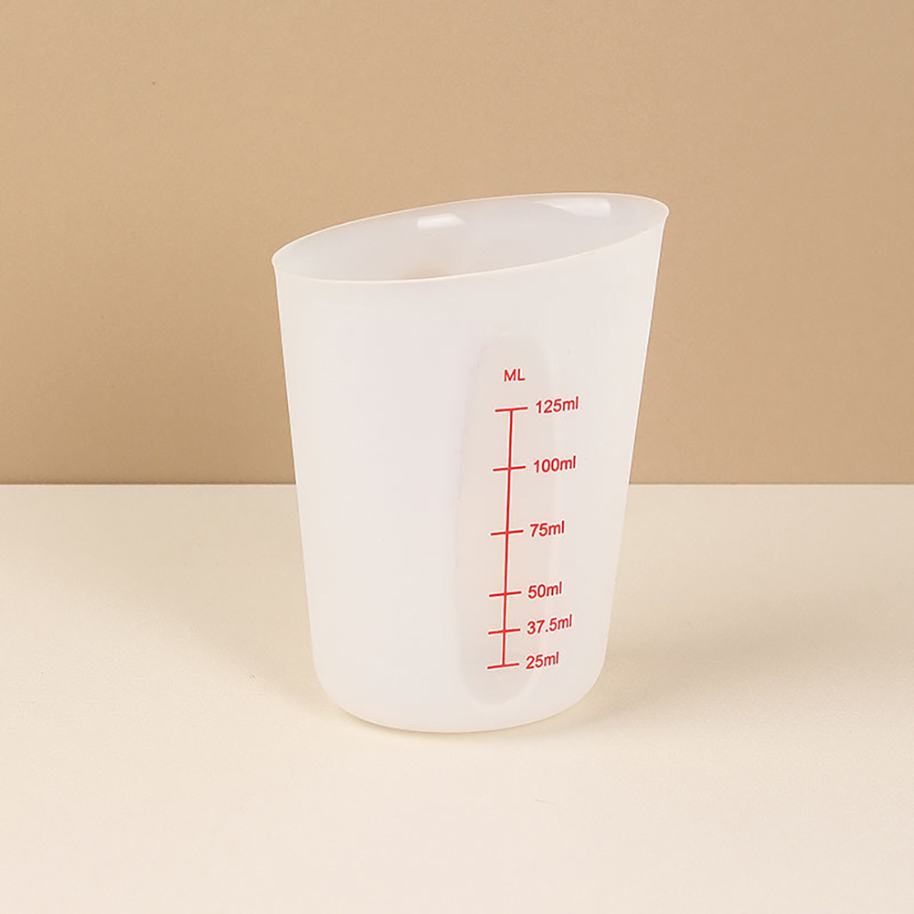 Tasse à mesurer en Silicone avec échelle, tasse à mesurer transparente, tasse à mesurer souple résistante à la chaleur, outil de cuisson 1 pièce: Gris clair