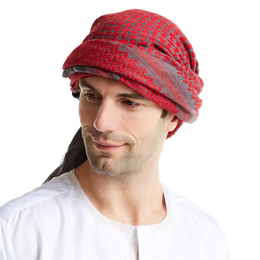 Chapeau musulman arabe saoudien dubaï pour homme, écharpe traditionnelle en coton, 140x140CM, à carreaux imprimés, prière islamique, Turban en laine: Color4