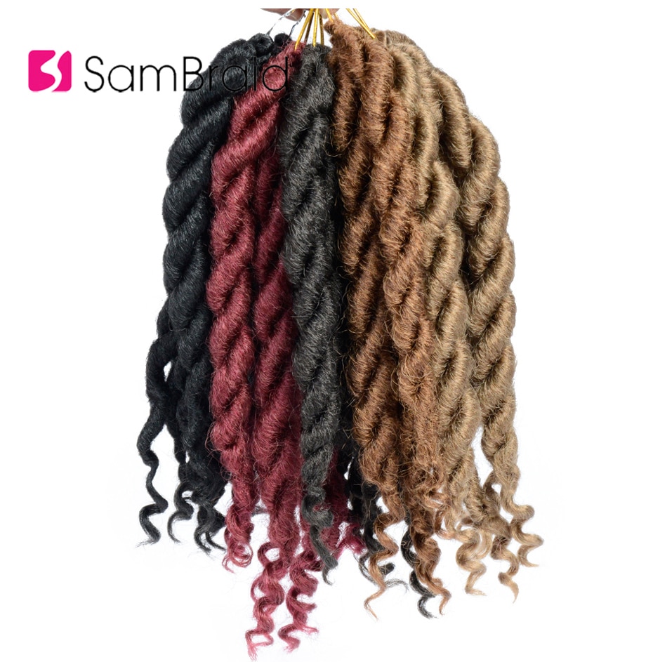 SAMBRAID Goddness Faux Locs Curly Crochet Hair Extensions 12 Inch 100G/pack Synthetic Twist Hair Soft Lock Braids For Women