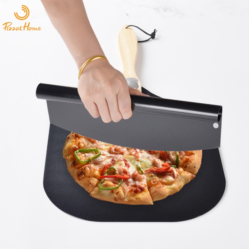 PizzAthome 12 Inch Pizza Peel with Pizza Cutter Aluminum Pizza Shovel Hard Coating Wooden Handle Pizza Peel Pizzas Spatula