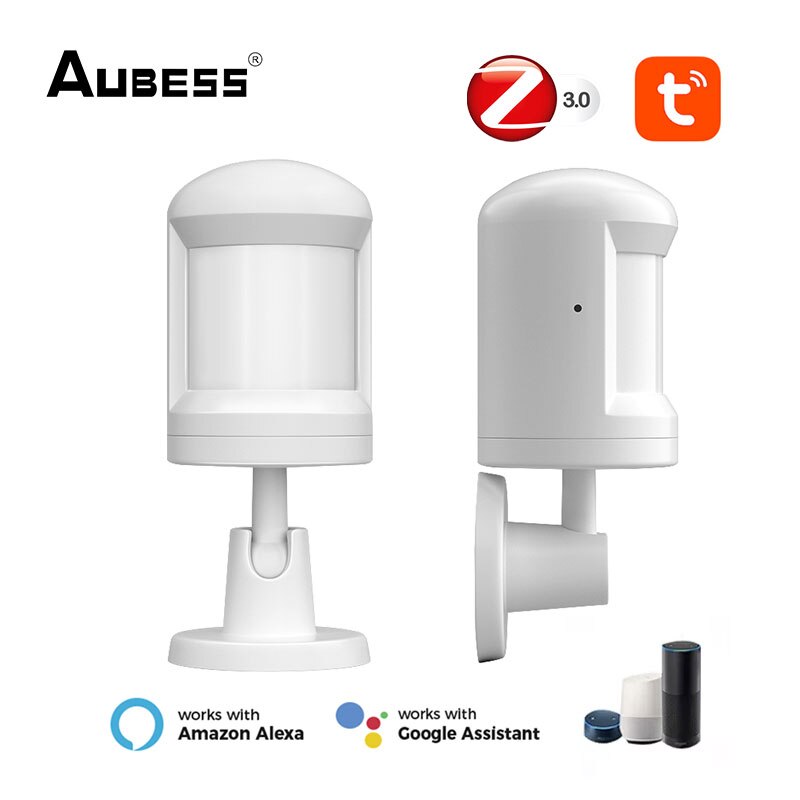 Aubess Tuya ZigBee Motion Sensor Smart Human Body Sensor Wireless Movement PIR Sensor With Foot Stand Use With Gateway
