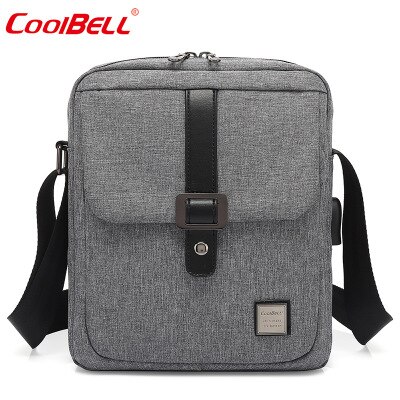 COOLBELL Bag 10inch USB Tablet Bag Multifunction Casual Outdoor Shoulder Bag Portable Waterproof Diagonal Cross Bag: GREY