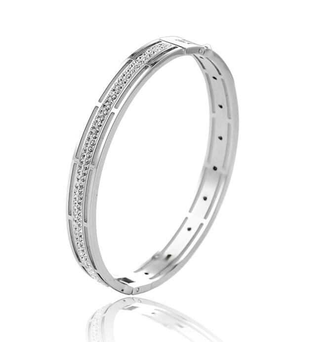 Vrouwen Crystal Armband Wedding Huwelijksreis Minnaar Roestvrij Staal Rose Goud Zilver Charmant Titanium armband Sieraden: Silver