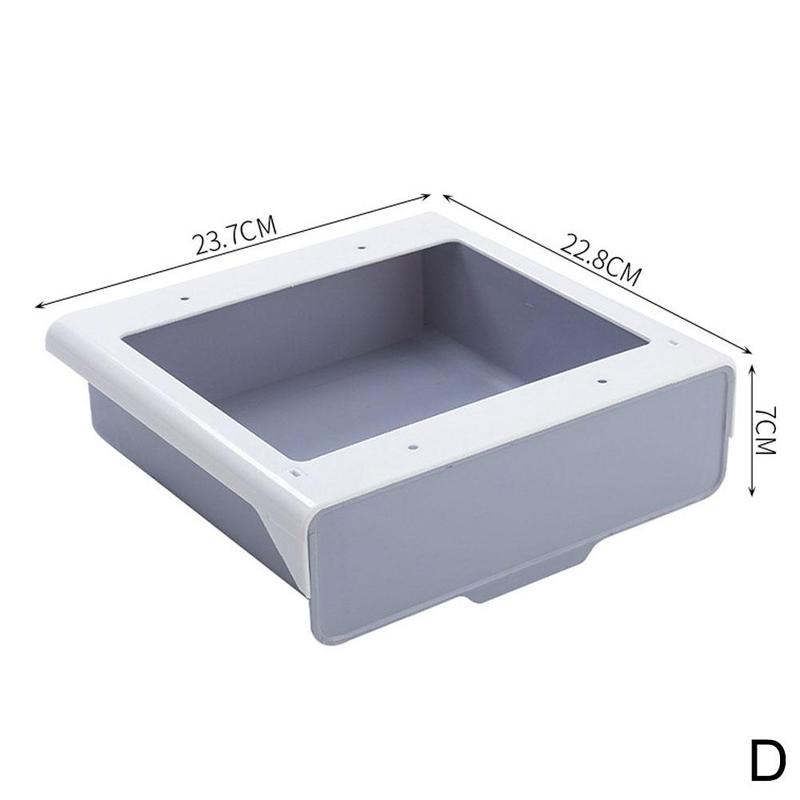 Storage Box Under Drawer Box Hidden Table Paste Kitchen Case Organizer Pen Holder Desk Basket Hanging Stationery Memo Parti D5A6: gray L