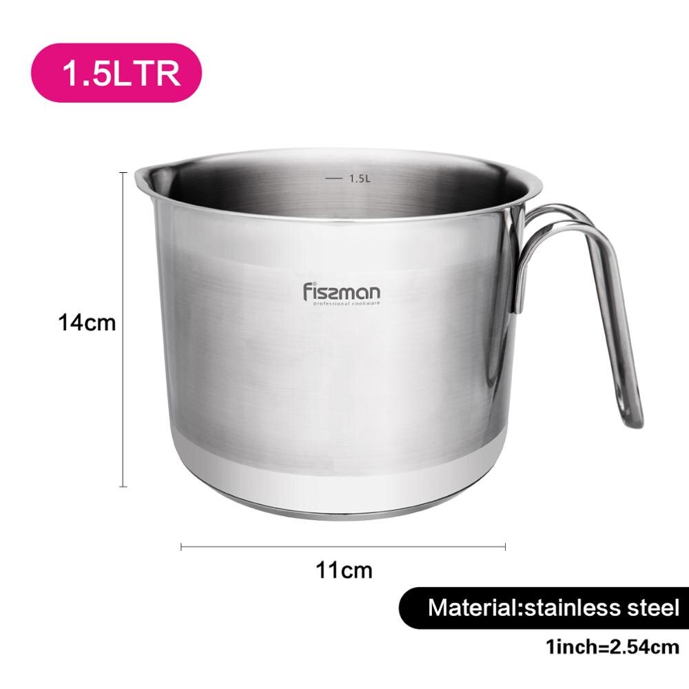 Fissman, tetera de leche de 1,5 l, cuerpo de acero inoxidable con boquilla de inducción, cafetera inferior