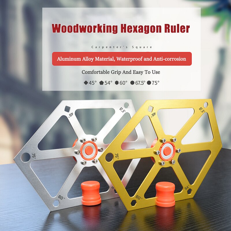 Magnetic Ruler Hexagon Table Saw Multi Angle Measuring Ruler Woodworking Adjustable Angle Finder Construction Protractor Tool