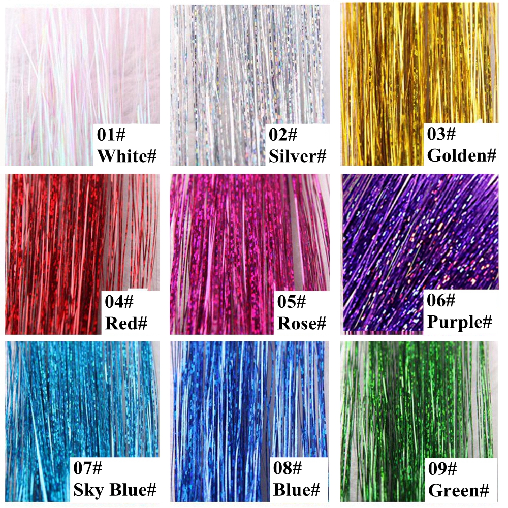 100 stande 92cm factory sparkle glitter hair glitter dazzle tinsel party hair extension ready stock