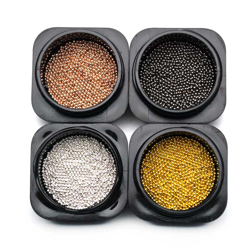 0.8mm 3d metal mikroperler rustfrit stål til negle tilbehør guld negle perler mikro nail art dekorationer nitter mjz 2079
