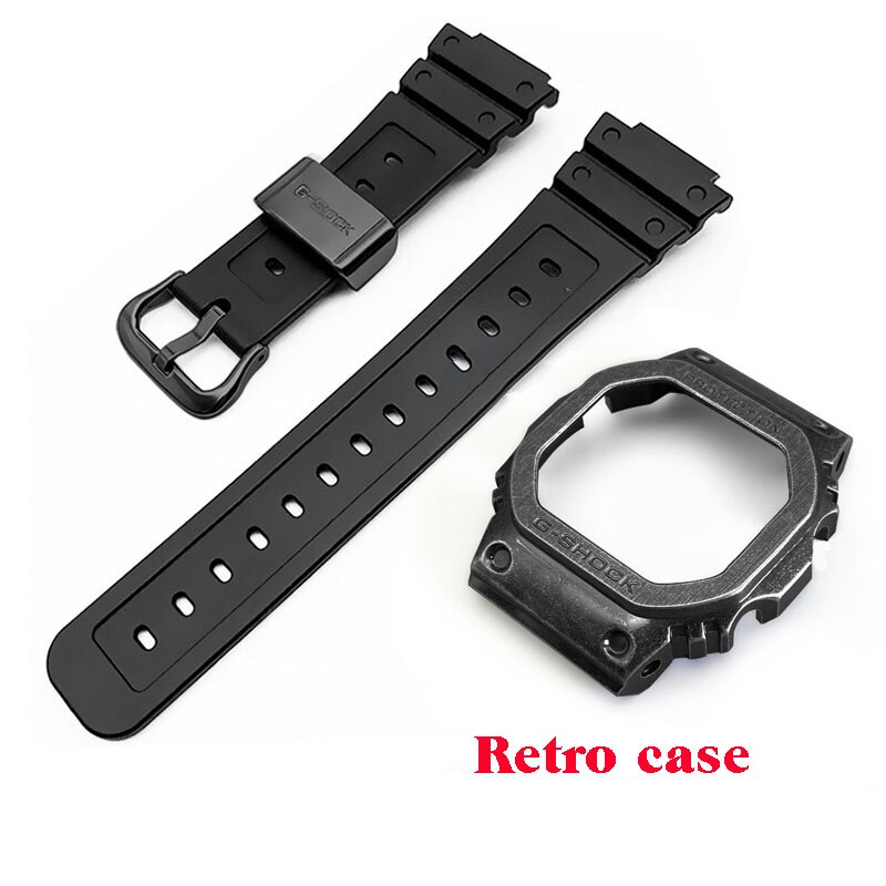 Funda de Metal + correa de goma para reloj G-SHOCK DW5600/5610 GW5600E, carcasa de acero inoxidable para Casio DW/GW5000 DW5035, accesorios