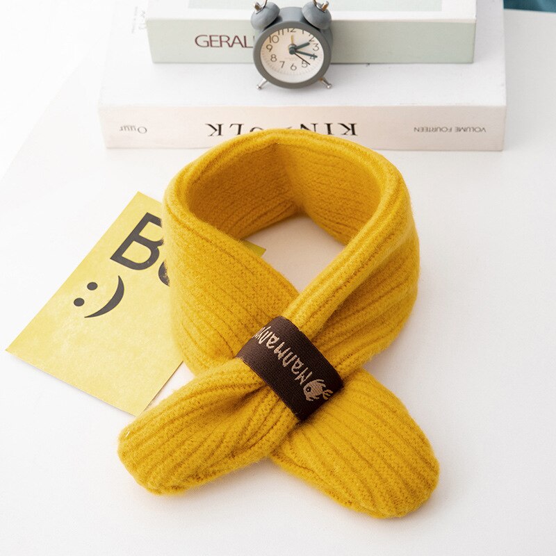 Winter baby scarf boys cross scarf winter and autumn knitted warm girls collar children scarf trend: YELLOW