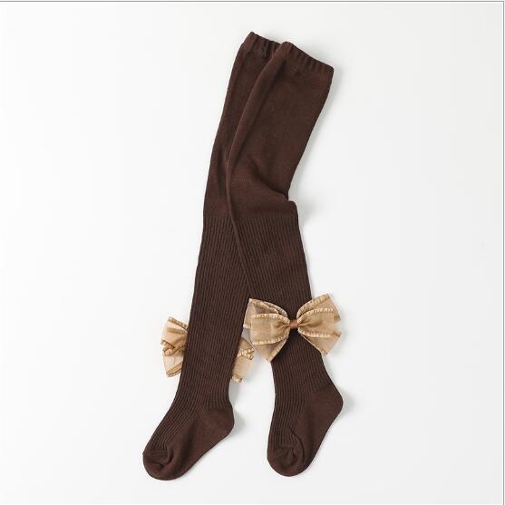 neue frühjahr und herbst kinder baby leggings bogen casual hosen 1-7 jahre alten fabrik strumpfhosen: coffee / L 5 TO 7 YEAR