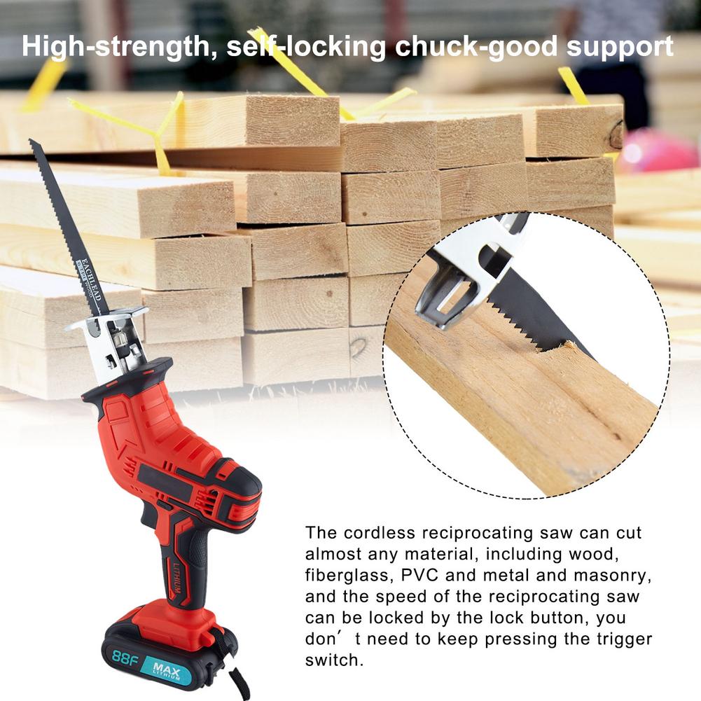 Handheld Lithium Reciprocating Saw Sabre Saw Hand Saw Woodworking Electric Saw Small Sabre Saw Free 4 Saw Blades