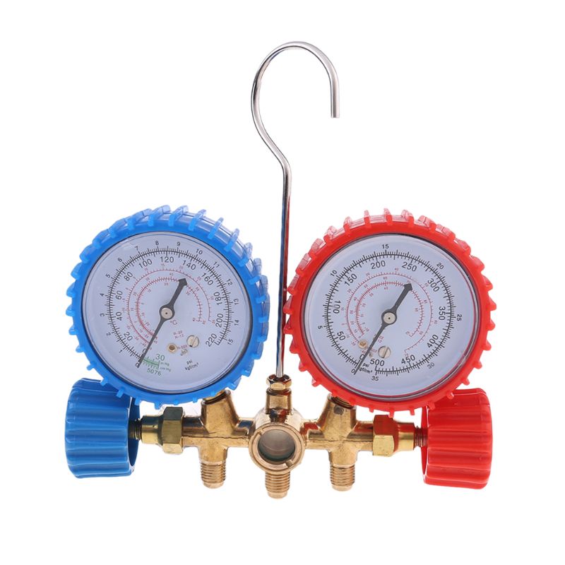 Conjunto de manómetro de colector refrigerante, herramientas de aire acondicionado + evacuación de carga de prueba de refrigerante para refrigeración de aire acondicionado