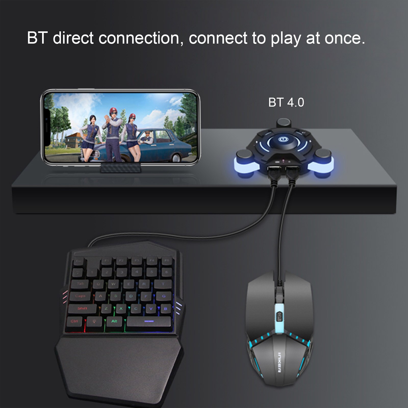 K2 USB Keyboard Mouse Converter Adapter Bluetooth Mobile Game Controller for Android/iOS Keyboard Mouse Converter for PUBG