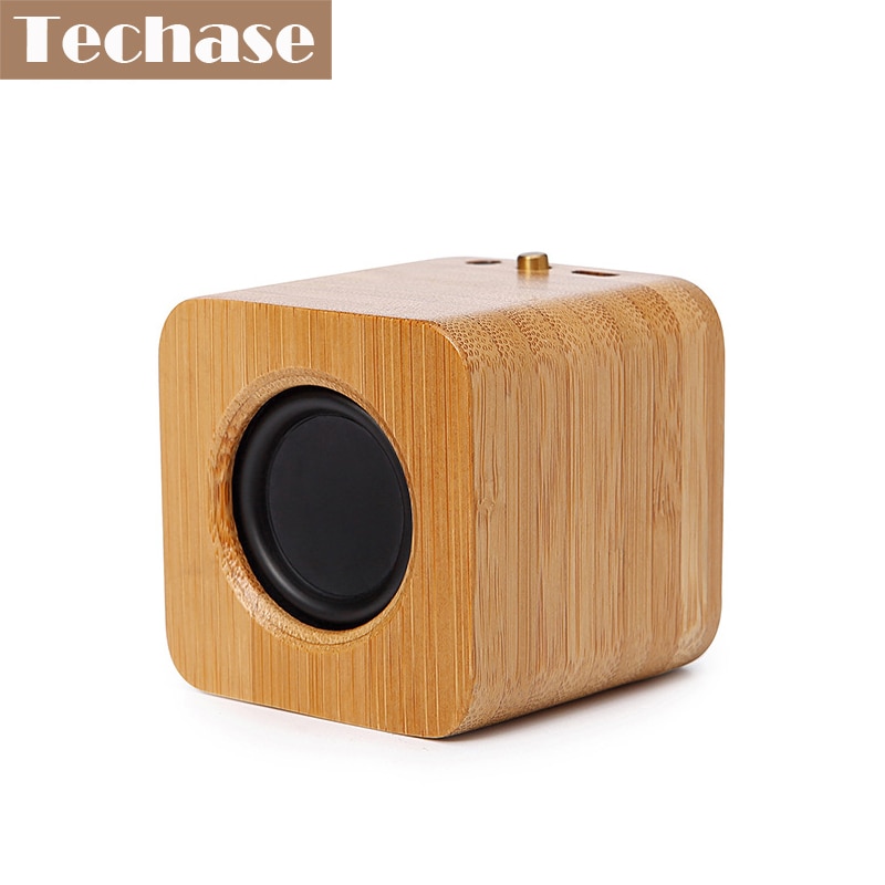 Techase Bamboe Mini Bluetooth Speaker Bedrade + Draadloze Draagbare Luidsprekers Ondersteuning Telefoontje 3.5mm AUX Met Microfoon Bass Sound