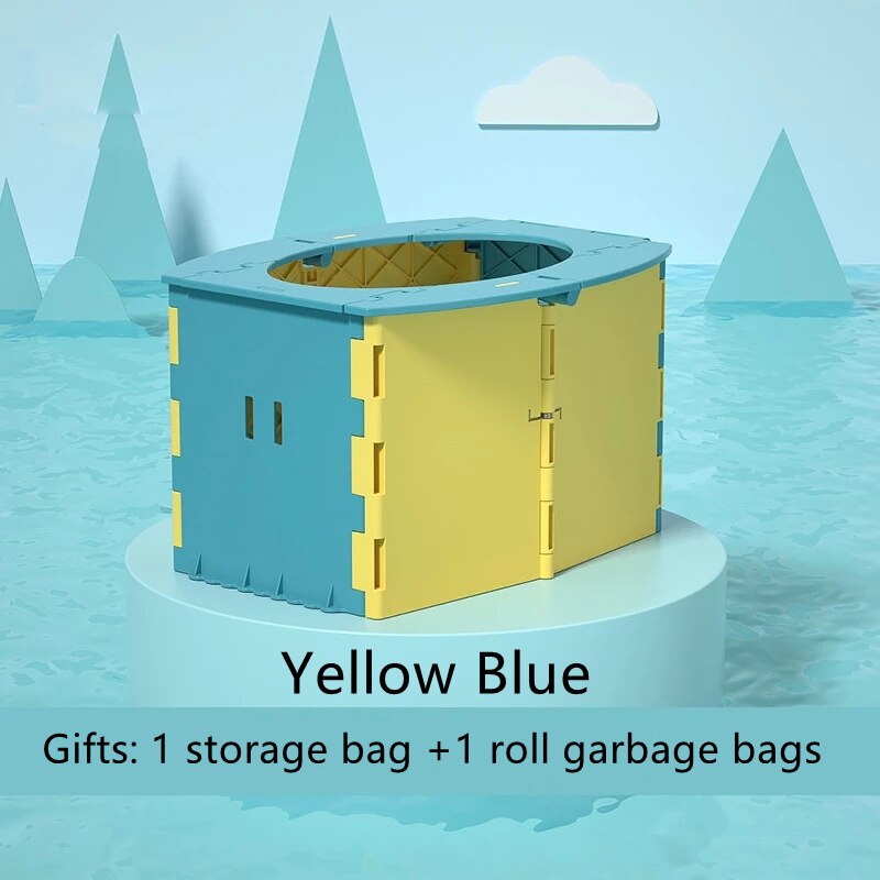 Draagbare Wc Vouwen Commode Toiletbril Porta Potje Auto Toilet Wasbare Stevige Compact Toilet Voor Camping Camping Apparatuur: Yellow Blue- 2 Gifts
