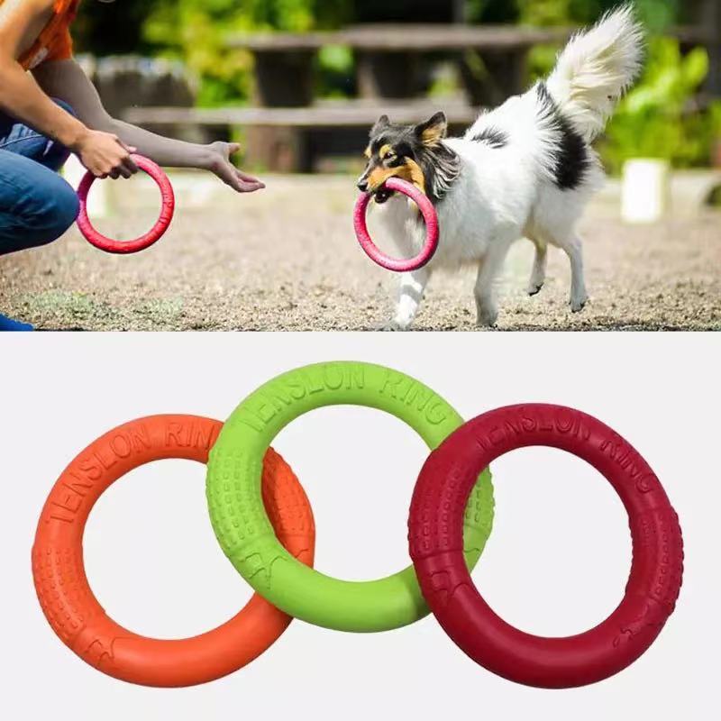 Juguetes de goma para perros pequeños y grandes, juguete antiestrés, discos voladores para cachorros, mascota grande, anillo de formación, equipo de goma