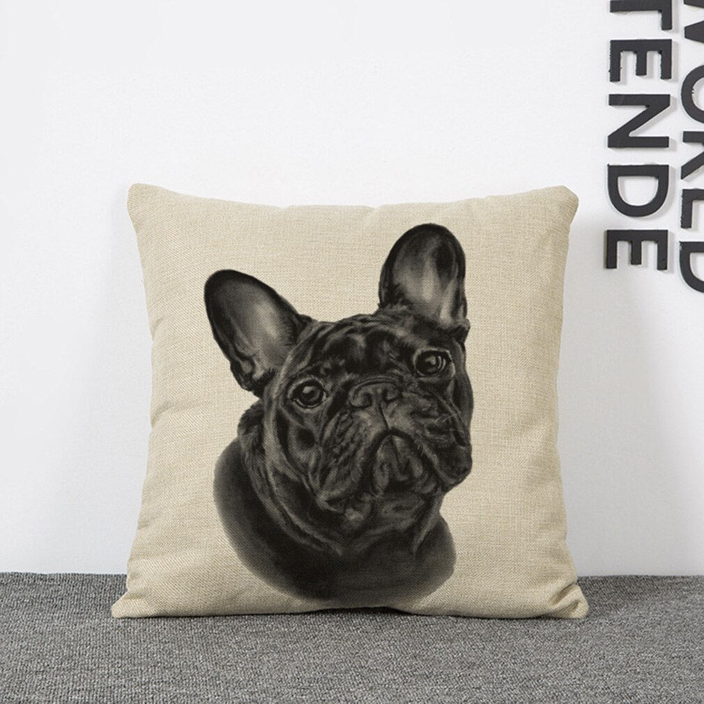 Sjovt dejligt dyr hundemønster kontor sofa pudebetræk bomuld linned dekorative puder pudebetræk 45 x 45cm
