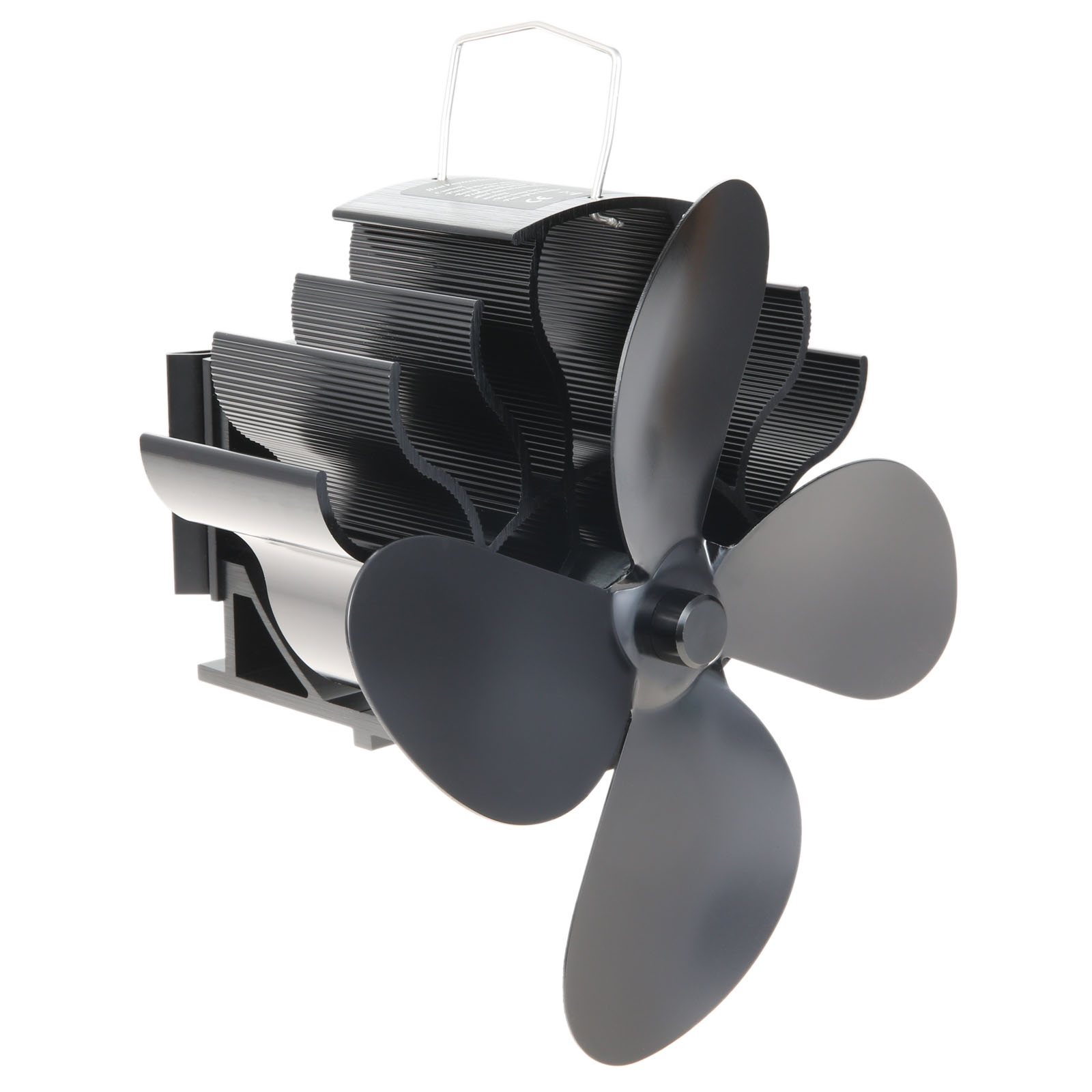 Heat Powered Stove Fan 4 Blades Flue Pipe Hanging Fireplace Fan for Wood Logs Burners Wood Stove Pipe Fan with Thermometer