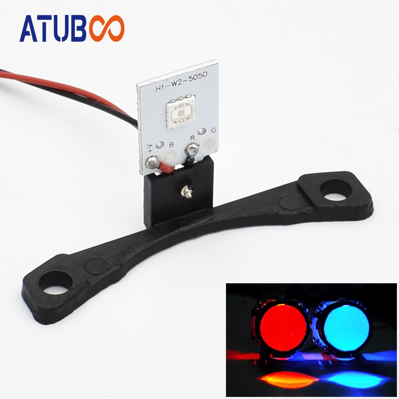 Gran , Led de 12V, Ojo del diablo para todo tipo de coches, lente de proyector Hid, Kit de Ojos de demonio rojo y azul