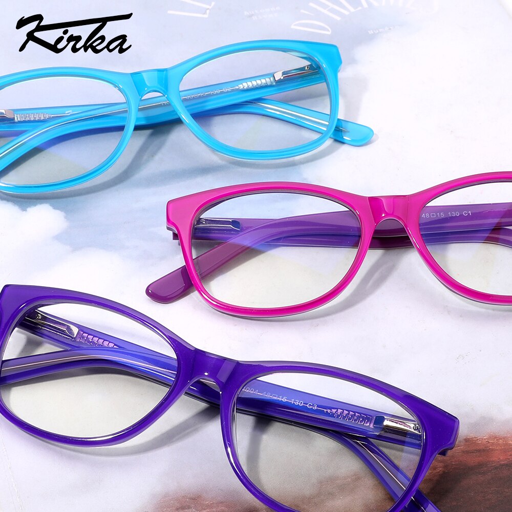 Kirka Kids Anti-blue Light Acetate Glasses Children Optical Eyeglasses Computer Frames Boys Girls Clear Lens Eywear